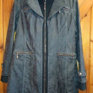 Montanaco XS S M Charcoal Vegan Leather Long Jacket Knit detail